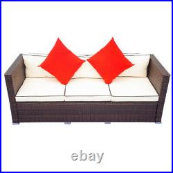 3 Piece Patio Sectional Wicker Rattan Outdoor Furniture Sofa Set with Cushions