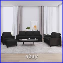 3 Piece Sofa Set with Cushions Black Faux Leather vidaXL