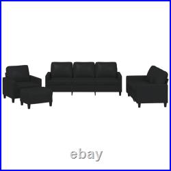 3 Piece Sofa Set with Cushions Black Faux Leather vidaXL
