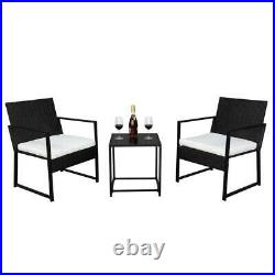 3 Pieces Conversation Sets Patio Furniture Set PE Rattan Wicker Chairs Tea Table