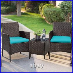 3 Pieces Outdoor Patio Furniture PE Rattan Wicker Table and Chairs Set Bar Set w