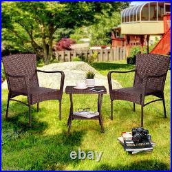 3 Pieces Outdoor Seating Group Furniture, PE Rattan Patio Furniture, Wicker