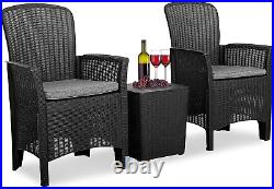 3 Pieces Outdoor Wicker Patio Furniture Modern Rattan Chair Conversation Sets wi
