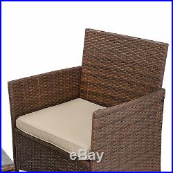 3 Pieces PE Rattan Wicker Chairs with Table Outdoor Patio Porch Furniture Sets