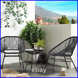 3 Pieces Patio Bistro Furniture Set Outdoor Wicker Conversation Chair Table Set
