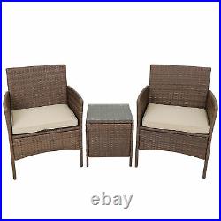 3 Pieces Patio Bistro Furniture Sets PE Rattan Wicker Chairs with Cushions