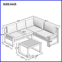 3 Pieces Patio Sectional Ser Outdoor Furniture Set Acacia Wood Ideal for Indoor