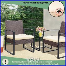 3 Pieces Patio Set Outdoor Patio Furniture Sets Wicker Bistro Set Chair Brown