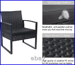 3 Pieces Patio Set Outdoor Wicker Patio Furniture Sets Modern Bistro Set Rattan