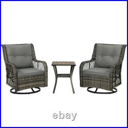 3 Pieces Wicker Bistro Set, Rocking Patio Furniture Set