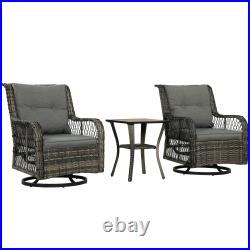 3 Pieces Wicker Bistro Set, Rocking Patio Furniture Set