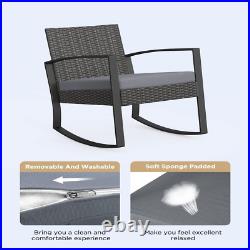 3 Pieces Wicker Patio Set Outdoor Chair Set with Glass Table Rattan Chair Modern