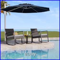 3 Pieces Wicker Patio Set Outdoor Chair Set with Glass Table Rattan Chair Modern