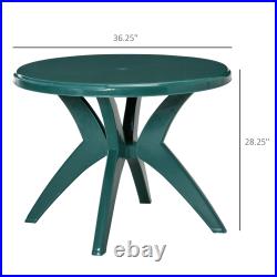 3' Round Outdoor Plastic Dining Table with Umbrella Hole for Garden, Patio