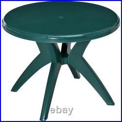 3' Round Outdoor Plastic Dining Table with Umbrella Hole for Garden, Patio