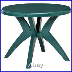 3' Round Outdoor Plastic Dining Table with Umbrella Hole for Garden, Patio