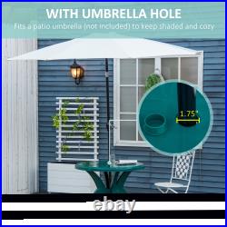 3' Round Outdoor Plastic Dining Table with Umbrella Hole for Garden, Patio