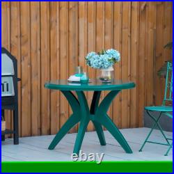 3' Round Outdoor Plastic Dining Table with Umbrella Hole for Garden, Patio