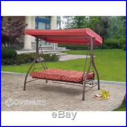 3-Seat Cushion Swing Canopy Steel Hammock Outdoor Garden Patio Yard Relax RED