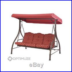 3-Seat Cushion Swing Canopy Steel Hammock Outdoor Garden Patio Yard Relax RED