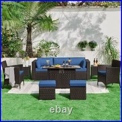 3-Seat Outdoor Rattan Couch Patio Wicker Sofa withProtective Cover & Throw Pillows