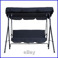 3 Seater Swing Chair Outdoor Lounger Porch Glider Backyard Black