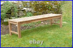 3 Seater Teak Wooden Garden Bench Outdoor Patio Seat Chair Backless Solid Wood