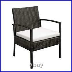 3 pcs Outdoor Patio Rattan Wicker Couch Sofa Glass Top Table Chair Furniture Set