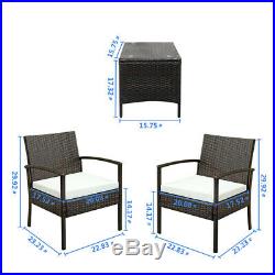 3 pcs Outdoor Patio Rattan Wicker Couch Sofa Glass Top Table Chair Furniture Set
