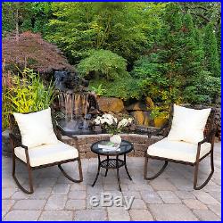 3pc Outdoor Patio Rocking Chair Set Coffee Table Bistro Set Garden Furniture