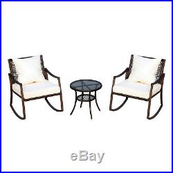 3pc Outdoor Patio Rocking Chair Set Coffee Table Bistro Set Garden Furniture