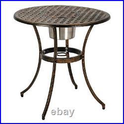 3pc Patio Bistro Furniture Set Outdoor Garden Iron Table Chairs /w Ice Bucket