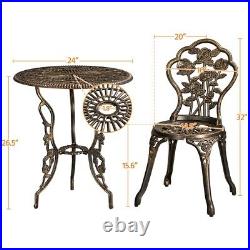 3pc Patio Bistro Set Furniture Outdoor Garden Table Chair Bronze Sturdy New