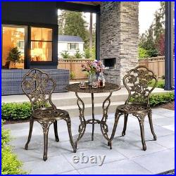 3pc Patio Bistro Set Furniture Outdoor Garden Table Chair Bronze Sturdy New