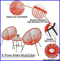 3pc Rattan Wicker Style Outdoor Chair Matching Table Conversation Set Red
