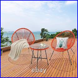 3pc Rattan Wicker Style Outdoor Chair Matching Table Conversation Set Red