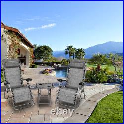 3pc Zero Gravity Lounge Floding Chair with Portable Cup Holder Table