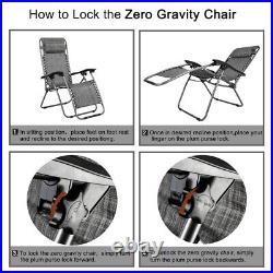 3pc Zero Gravity Lounge Floding Chair with Portable Cup Holder Table