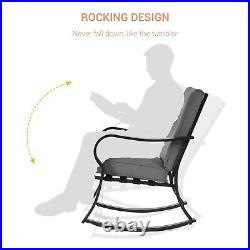 3pcs Bistro Set Steel Patio Chair Outdoors Rocking Chair Modern Patio Furniture