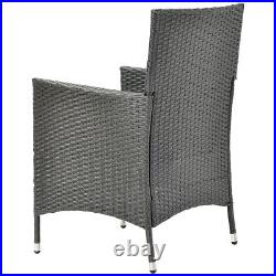 3pcs Outdoor Garden Rattan Patio Furniture Set with2 Chairs +Table & White Cushion