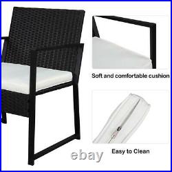 3pcs Outdoor Patio Bistro Set PE Rattan Wicker Furniture Conversation with Cushion