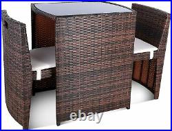 3pcs Patio Wicker Furniture Outdoor Rattan Cushioned Chairs Lawn Sofa Set Table