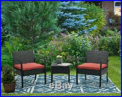 3pcs Wicker Rattan Patio Outdoor Furniture Conversation Sofa Bistro Set Garden