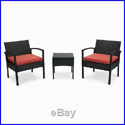 3pcs Wicker Rattan Patio Outdoor Furniture Conversation Sofa Bistro Set Garden