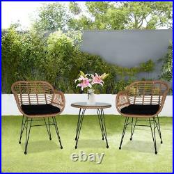 3piece Wicker Rattan Patio Outdoor Furniture Conversation Bistro Set Garden New