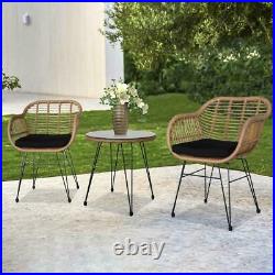 3piece Wicker Rattan Patio Outdoor Furniture Conversation Bistro Set Garden New