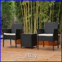 3x Rattan Wicker Patio Furniture Table Chairs Set Outdoor Backyard Garden Black