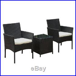 3x Rattan Wicker Patio Furniture Table Chairs Set Outdoor Backyard Garden Black