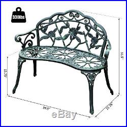 40 Antique Style Patio Porch Garden Bench Cast Aluminum Outdoor Chair Rose