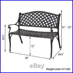 40 Outdoor Antique Garden Bench Aluminum Frame Seats Chair Patio Garden Furni